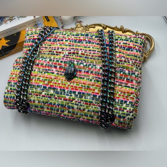 🆕 KURT GEIGER LONDON 🧿 NWOT Large Tweed Kensington, Multicolour Woven - Picture 9 of 15